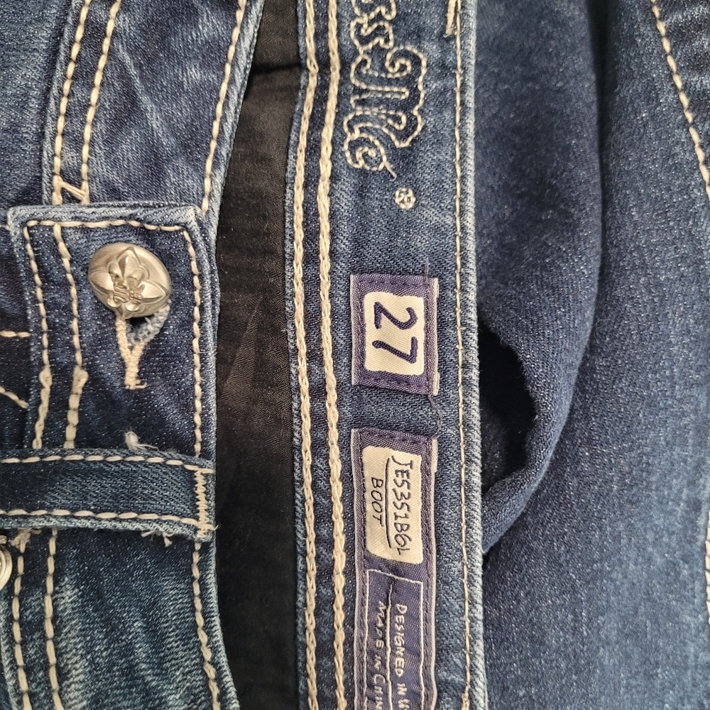 Miss Me Dark Blue Women's Bootcut Jeans Size 27 Bling Zebra Print - Picture 11 of 15